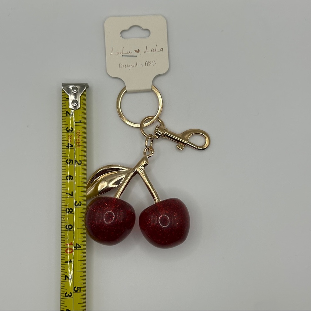 Large Red Sparkle Cherries Keychain - Picture 6 of 8